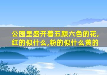 公园里盛开着五颜六色的花,红的似什么,粉的似什么黄的