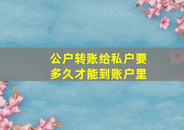 公户转账给私户要多久才能到账户里