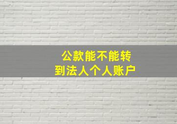 公款能不能转到法人个人账户