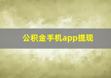 公积金手机app提现