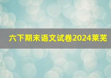 六下期末语文试卷2024莱芜