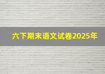 六下期末语文试卷2025年