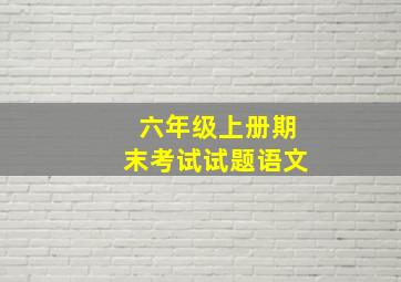 六年级上册期末考试试题语文