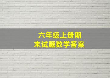 六年级上册期末试题数学答案