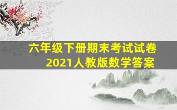 六年级下册期末考试试卷2021人教版数学答案