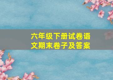 六年级下册试卷语文期末卷子及答案