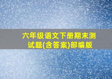 六年级语文下册期末测试题(含答案)部编版