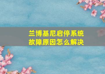 兰博基尼启停系统故障原因怎么解决