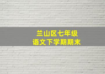 兰山区七年级语文下学期期末