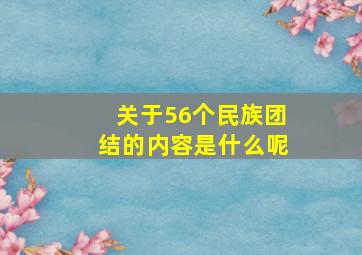 关于56个民族团结的内容是什么呢