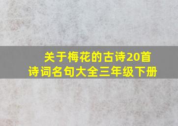 关于梅花的古诗20首诗词名句大全三年级下册