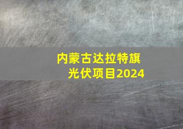 内蒙古达拉特旗光伏项目2024