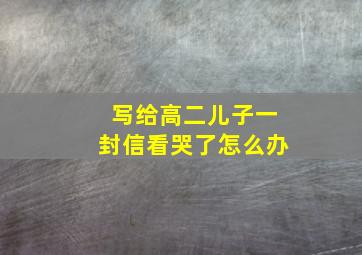 写给高二儿子一封信看哭了怎么办