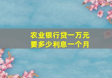 农业银行贷一万元要多少利息一个月