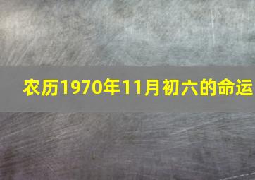 农历1970年11月初六的命运