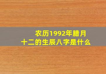 农历1992年腊月十二的生辰八字是什么