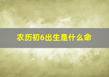 农历初6出生是什么命