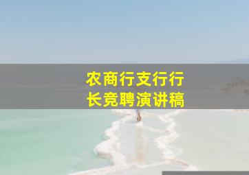 农商行支行行长竞聘演讲稿