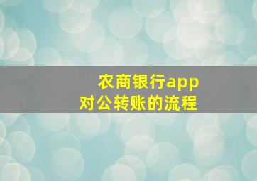 农商银行app对公转账的流程