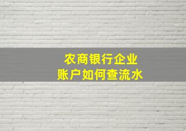 农商银行企业账户如何查流水