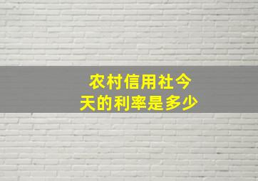 农村信用社今天的利率是多少