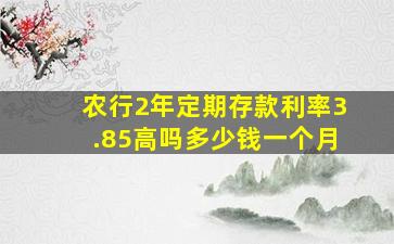 农行2年定期存款利率3.85高吗多少钱一个月