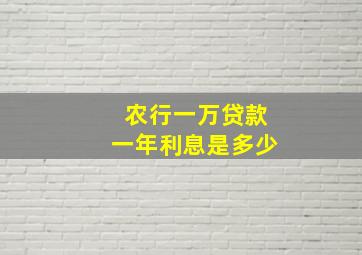 农行一万贷款一年利息是多少