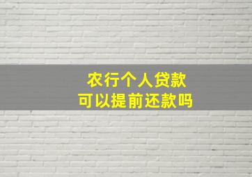 农行个人贷款可以提前还款吗