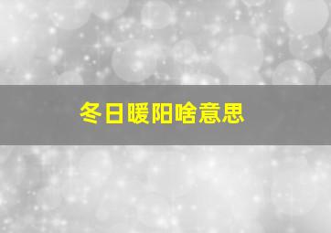 冬日暖阳啥意思