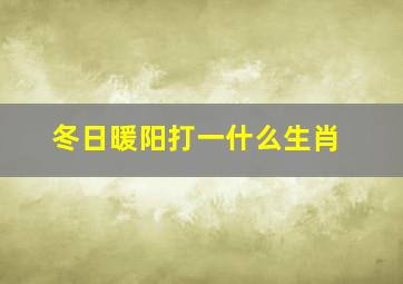 冬日暖阳打一什么生肖