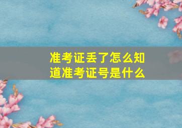 准考证丢了怎么知道准考证号是什么