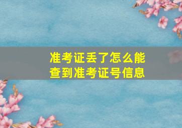 准考证丢了怎么能查到准考证号信息