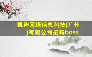 凯迪网络信息科技(广州)有限公司招聘boss