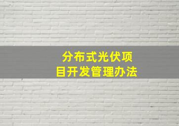 分布式光伏项目开发管理办法