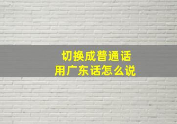 切换成普通话用广东话怎么说