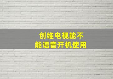 创维电视能不能语音开机使用