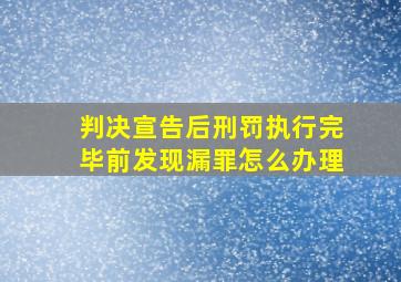 判决宣告后刑罚执行完毕前发现漏罪怎么办理