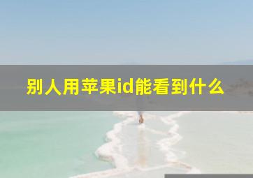 别人用苹果id能看到什么