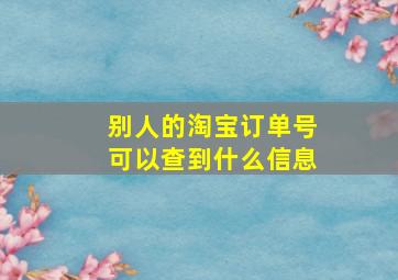 别人的淘宝订单号可以查到什么信息