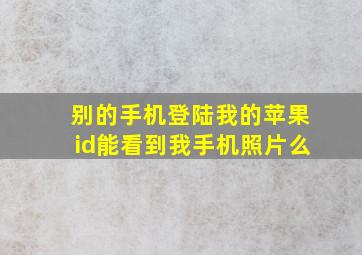 别的手机登陆我的苹果id能看到我手机照片么