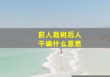 前人栽树后人干嘛什么意思