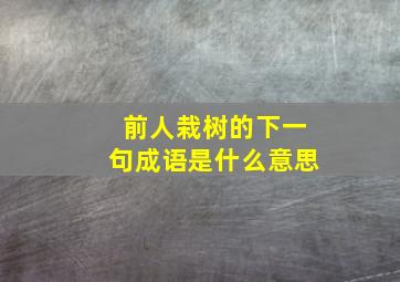 前人栽树的下一句成语是什么意思