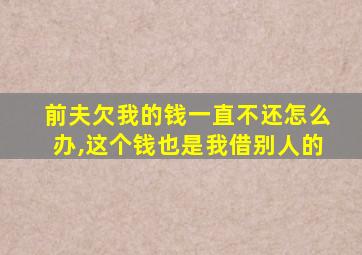 前夫欠我的钱一直不还怎么办,这个钱也是我借别人的