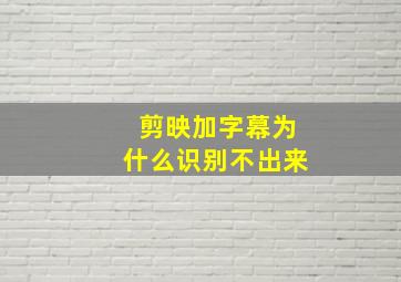 剪映加字幕为什么识别不出来