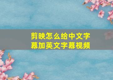 剪映怎么给中文字幕加英文字幕视频