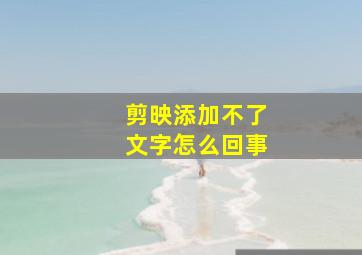 剪映添加不了文字怎么回事