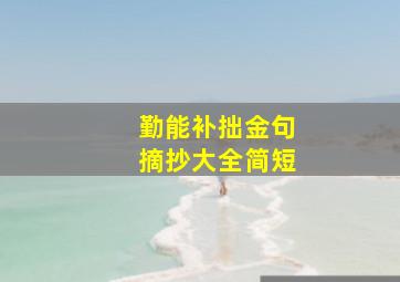 勤能补拙金句摘抄大全简短