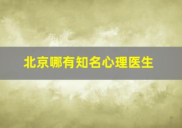 北京哪有知名心理医生