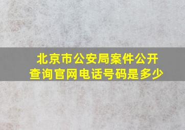 北京市公安局案件公开查询官网电话号码是多少