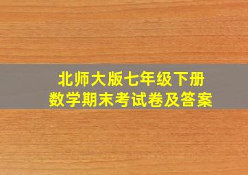 北师大版七年级下册数学期末考试卷及答案